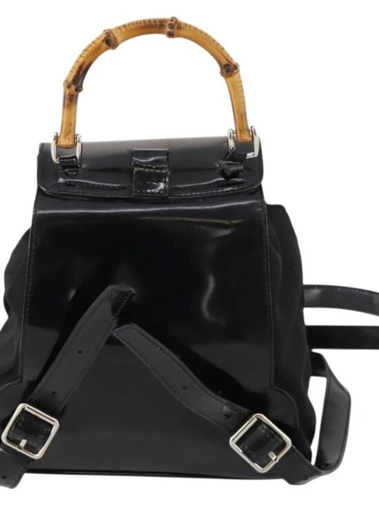 GUCCI Bamboo Backpack Patent leather Black Gold 003 2058 0030 Auth LNZ235 main image 10